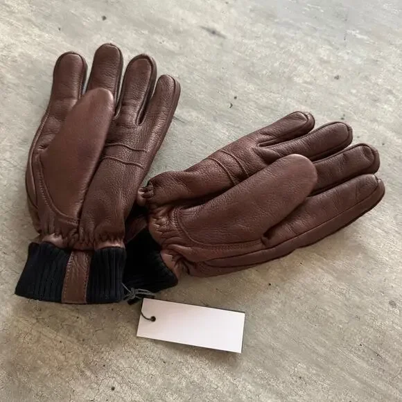 Hestra Tore Deerskin Leather Chocolate Brown Hand Gloves 10 NEW Lined Primaloft - Picture 2 of 7